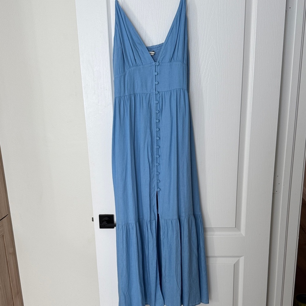 Abercrombie & Fitch Light Blue Button-Down Maxi Dress